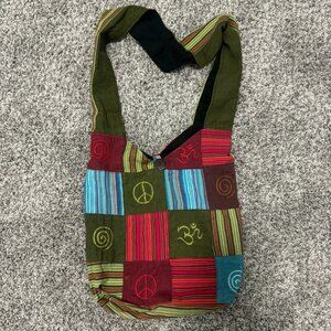 Kathmandu Imports Cotton Made in Nepal Multicolor Boho Patchwork Crossbody Bag